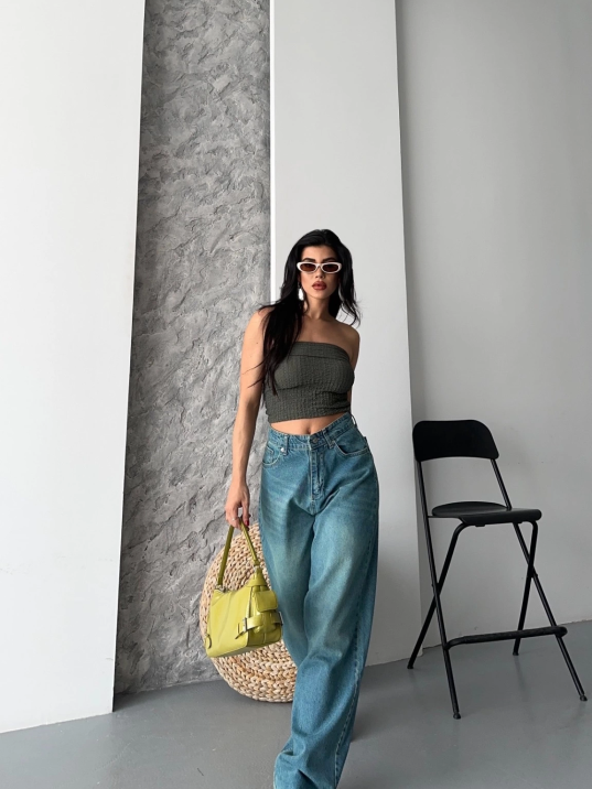 Baggy taş enzim bıyık yıkama jeans pantolon yeşil tint d2007 Baggy taş enzim bıyık yıkama jeans pantolon yeşil tint d2007