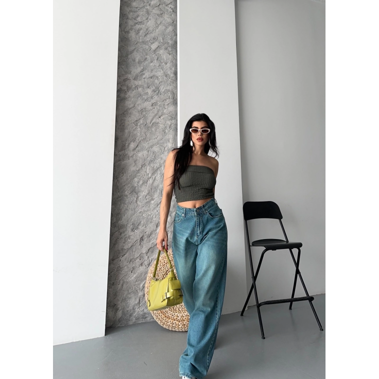 Baggy taş enzim bıyık yıkama jeans pantolon yeşil tint d2007 Baggy taş enzim bıyık yıkama jeans pantolon yeşil tint d2007