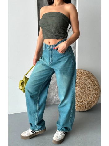 Baggy taş enzim bıyık yıkama jeans pantolon yeşil tint d2007 Baggy taş enzim bıyık yıkama jeans pantolon yeşil tint d2007