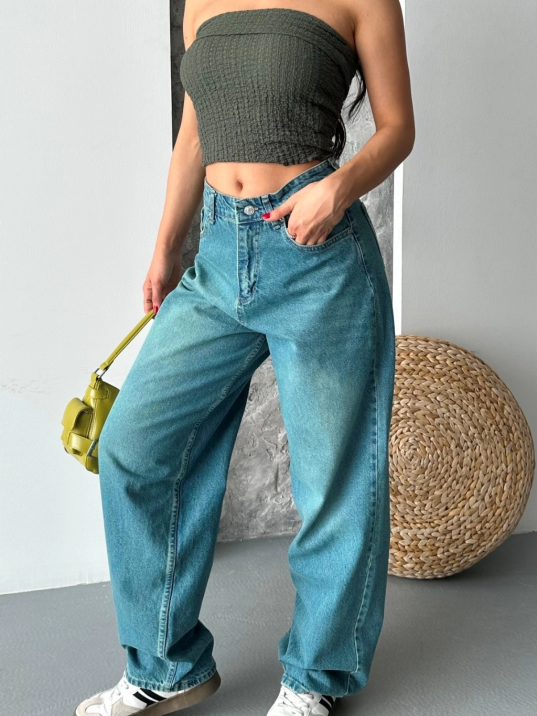 Baggy taş enzim bıyık yıkama jeans pantolon yeşil tint d2007 Baggy taş enzim bıyık yıkama jeans pantolon yeşil tint d2007