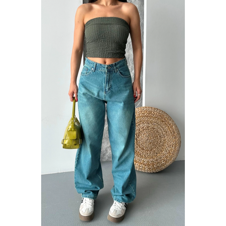 Baggy taş enzim bıyık yıkama jeans pantolon yeşil tint d2007 Baggy taş enzim bıyık yıkama jeans pantolon yeşil tint d2007