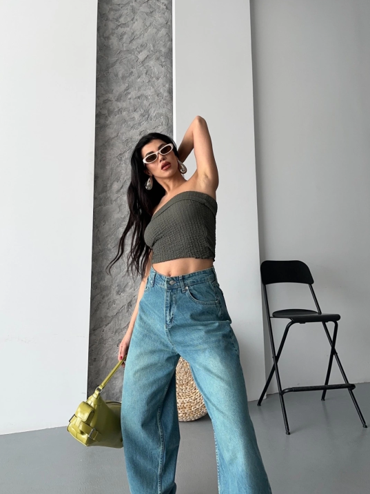 Baggy taş enzim bıyık yıkama jeans pantolon yeşil tint d2007 Baggy taş enzim bıyık yıkama jeans pantolon yeşil tint d2007