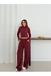 Balıkçı Yaka Örme Takım Bordo St265865