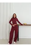 Balıkçı Yaka Örme Takım Bordo St265865