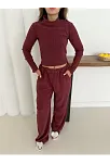 Balıkçı Yaka Örme Takım Bordo St265865
