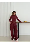 Balıkçı Yaka Örme Takım Bordo St265865
