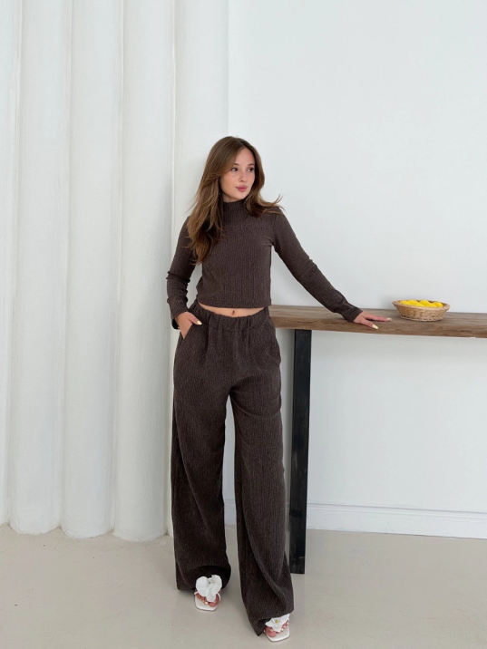 Balıkçı yaka örme takım kahve st265865 Balıkçı yaka örme takım kahve st265865