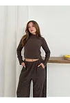 Balıkçı Yaka Örme Takım Kahve St265865