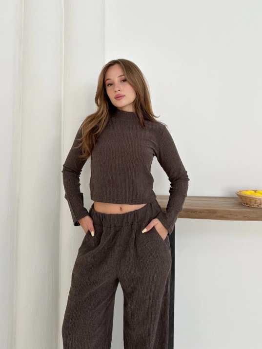 Balıkçı yaka örme takım kahve st265865 Balıkçı yaka örme takım kahve st265865