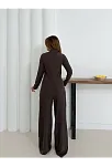 Balıkçı Yaka Örme Takım Kahve St265865