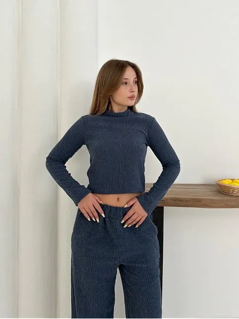 Balıkçı Yaka Örme Takım Lacivert St265865