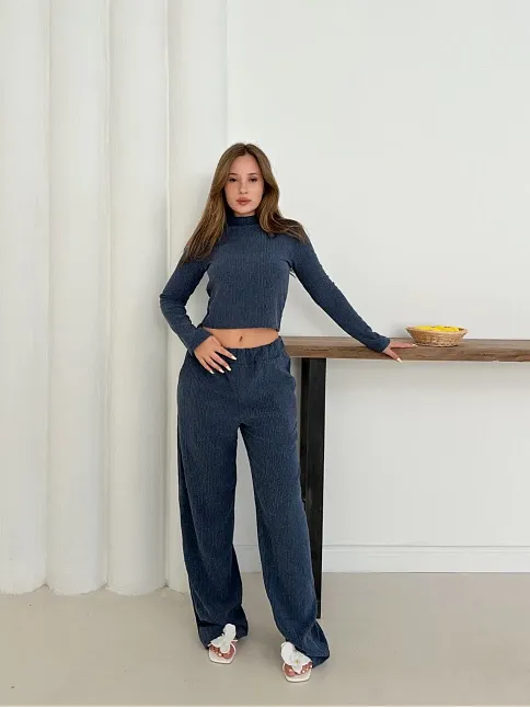 Balıkçı Yaka Örme Takım Lacivert St265865