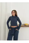 Balıkçı Yaka Örme Takım Lacivert St265865