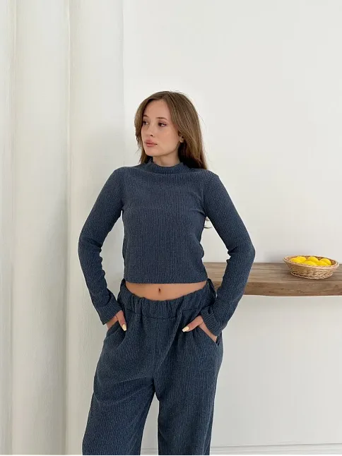 Balıkçı Yaka Örme Takım Lacivert St265865