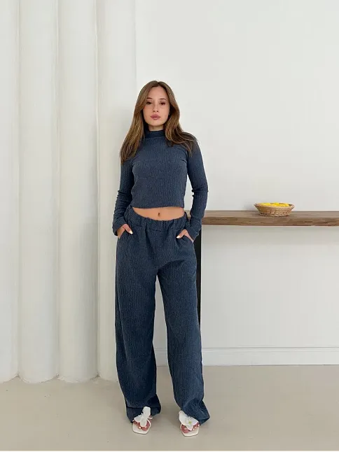 Balıkçı Yaka Örme Takım Lacivert St265865