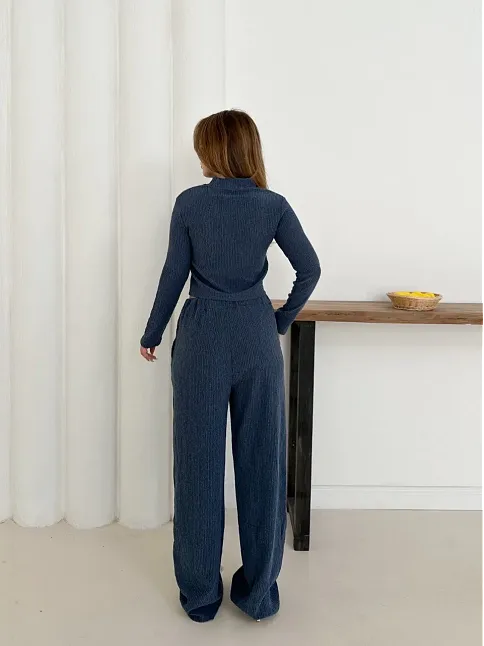 Balıkçı Yaka Örme Takım Lacivert St265865