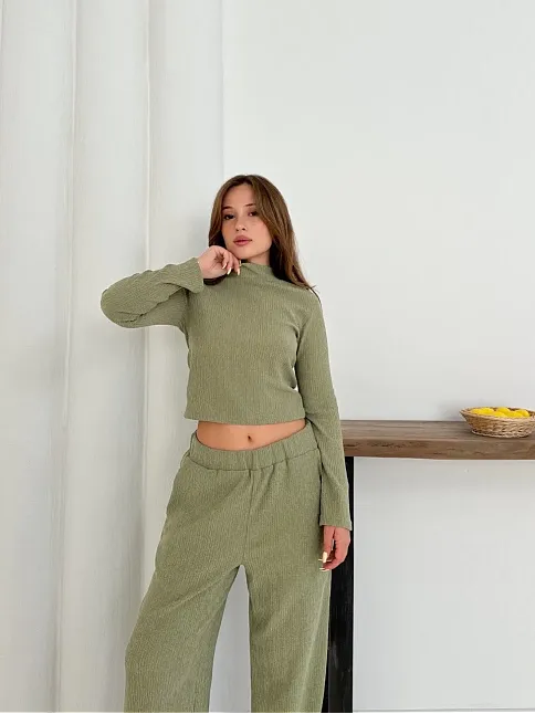 Balıkçı Yaka Örme Takım Mint St265865