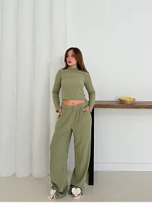Balıkçı Yaka Örme Takım Mint St265865