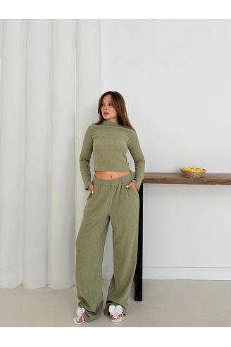 Balıkçı yaka örme takım mint st265865