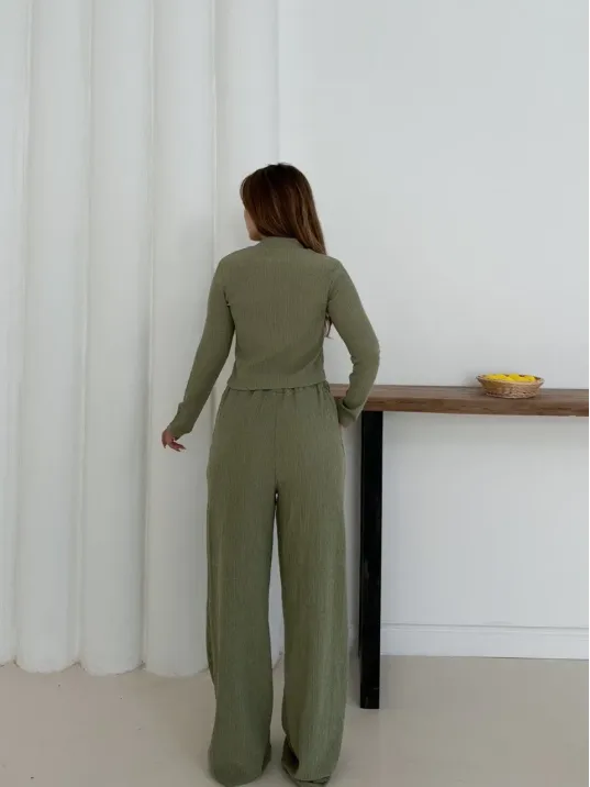 Balıkçı Yaka Örme Takım Mint St265865