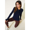 Basic Parmak Geçirme Detaylı Bluz Lacivert T4266 Basic Parmak Geçirme Detaylı Bluz Lacivert T4266