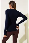 Basic Parmak Geçirme Detaylı Bluz Lacivert T4266
