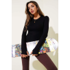 Basic Parmak Geçirme Detaylı Bluz siyah T4266 Basic Parmak Geçirme Detaylı Bluz siyah T4266