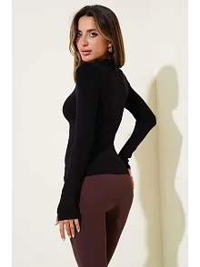 Basic Parmak Geçirme Detaylı Bluz Siyah T4266