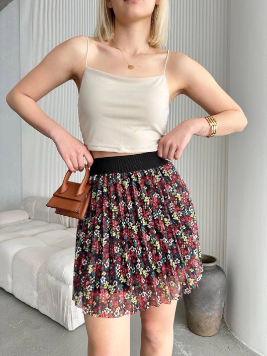 Baskılı astarlı mini etek Baskılı astarlı mini etek