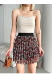Baskılı Astarlı Mini Etek