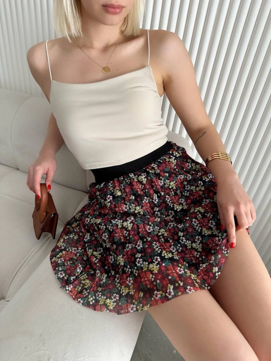 Baskılı astarlı mini etek Baskılı astarlı mini etek