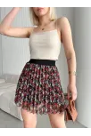 Baskılı Astarlı Mini Etek