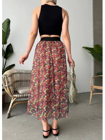 Baskılı Astarlı Uzun Etek Baskılı Astarlı Uzun Etek