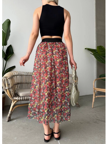 Baskılı astarlı uzun etek Baskılı astarlı uzun etek