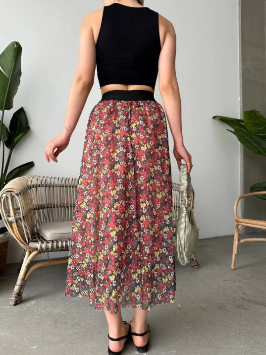 Baskılı astarlı uzun etek Baskılı astarlı uzun etek