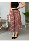 Baskılı Astarlı Uzun Etek