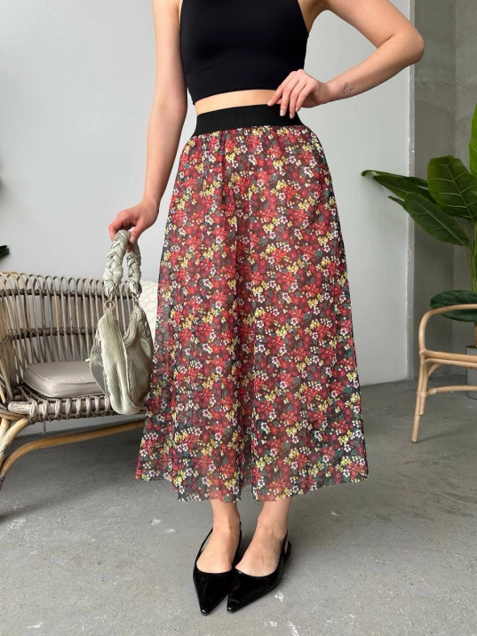 Baskılı astarlı uzun etek Baskılı astarlı uzun etek