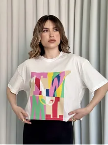 Baskılı Crop Tişört