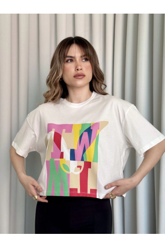 Baskılı crop tişört
