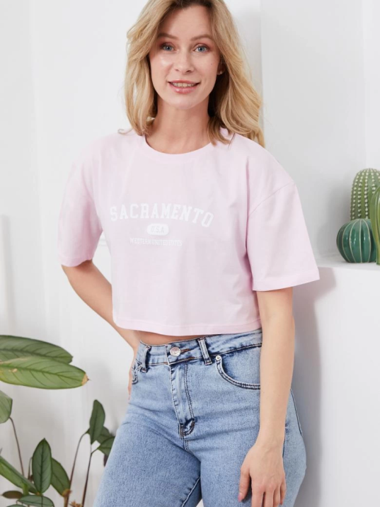 Baskılı Crop tişört Baskılı Crop tişört