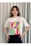 Baskılı Crop Tişört
