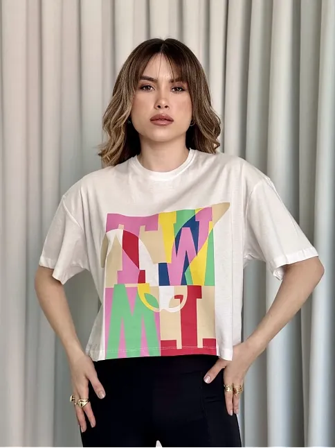 Baskılı Crop Tişört