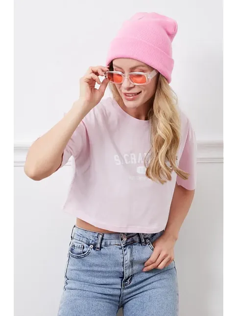 Baskılı Crop Tişört