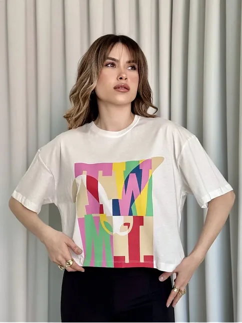 Baskılı Crop Tişört