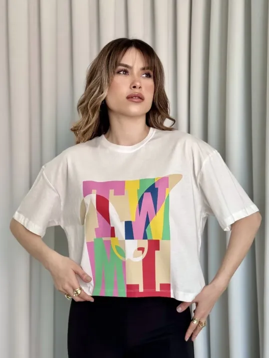 Baskılı Crop Tişört