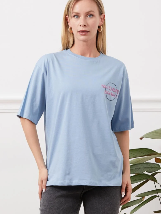 Baskılı tişört mavi Baskılı tişört mavi