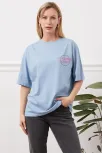 Baskılı Tişört Mavi