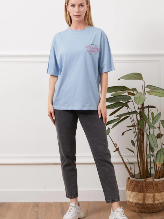 Baskılı tişört mavi Baskılı tişört mavi