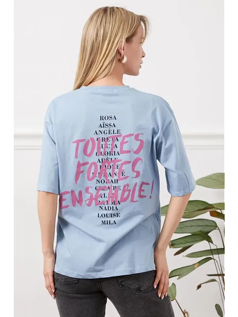 Baskılı Tişört Mavi
