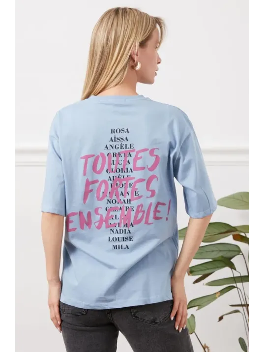 Baskılı Tişört Mavi
